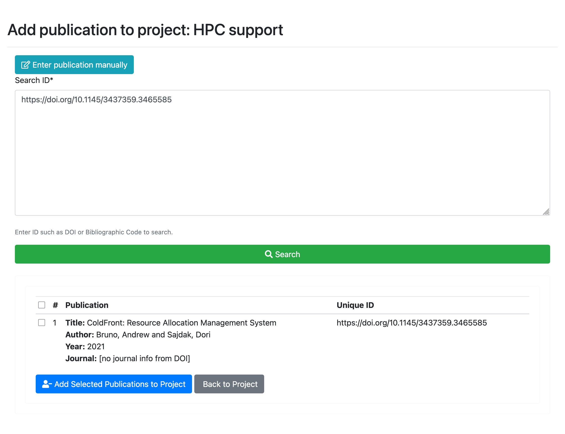 Add Publication with DOI