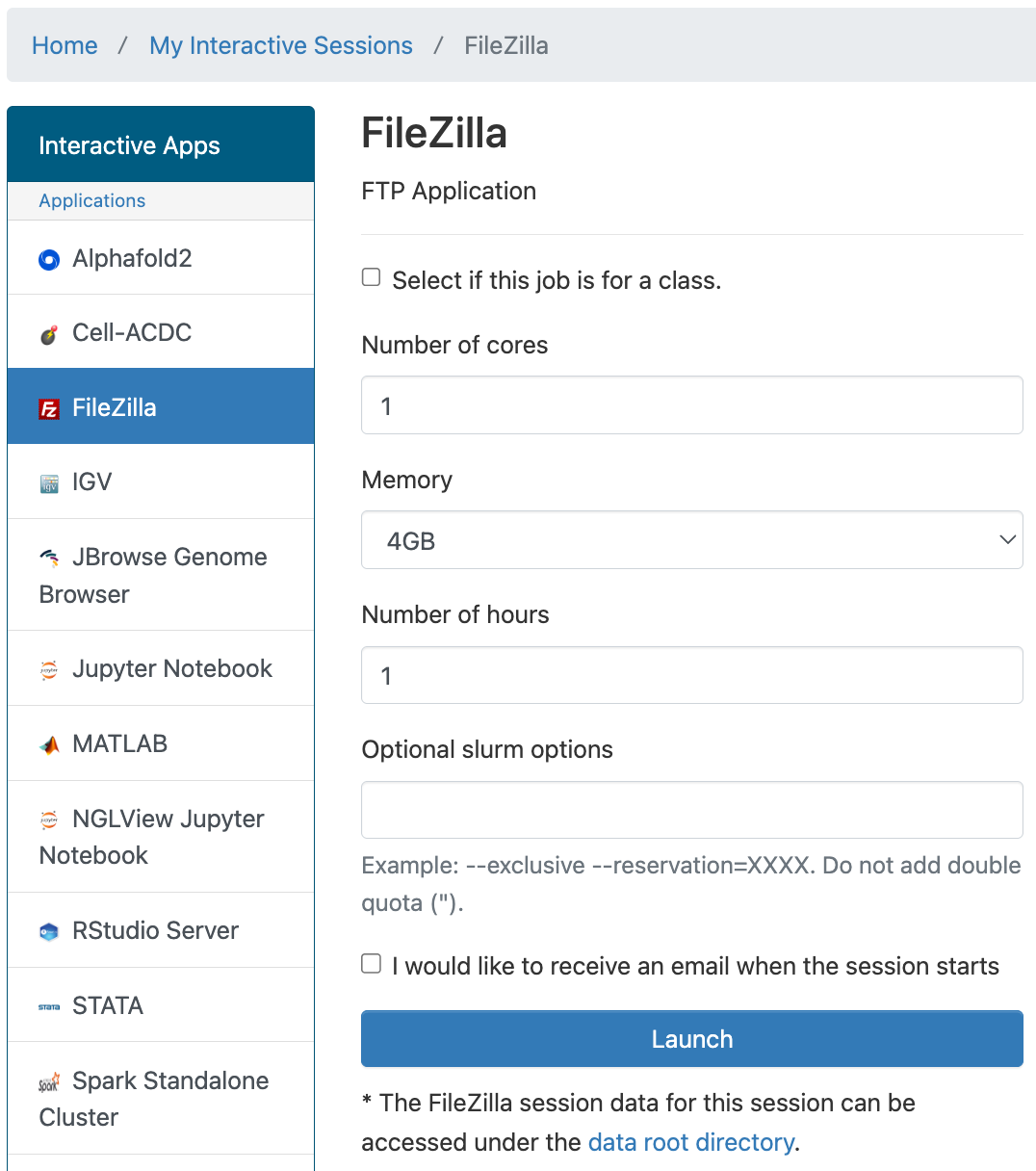 OOD FileZilla initial options