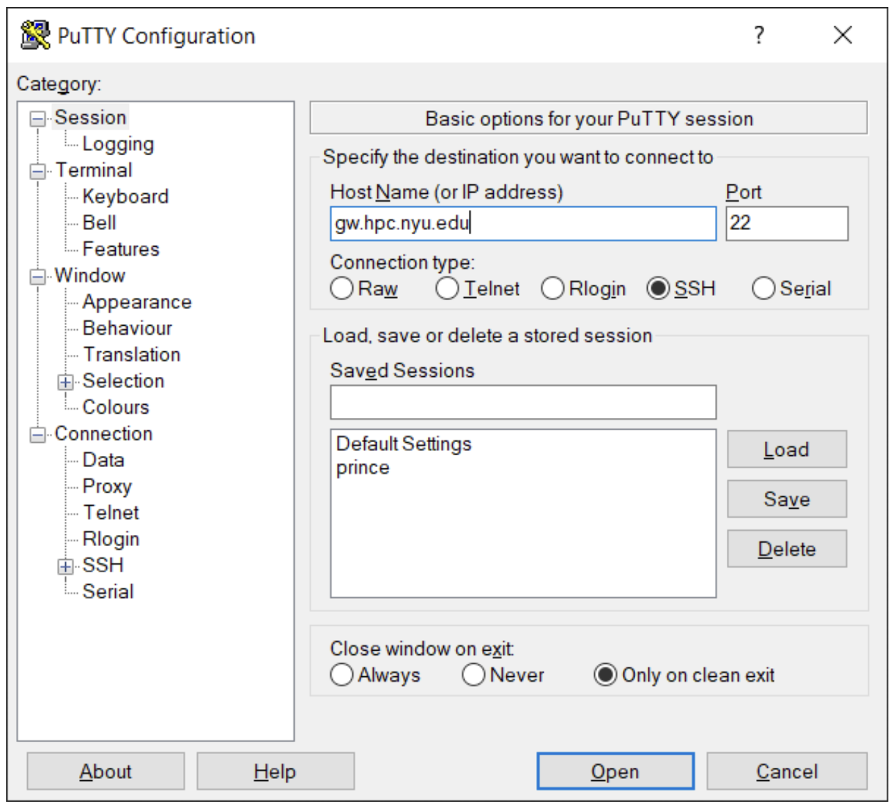 putty configuration image